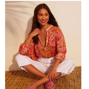 Vici Paisley Blouse - Pink and Orange Paisley